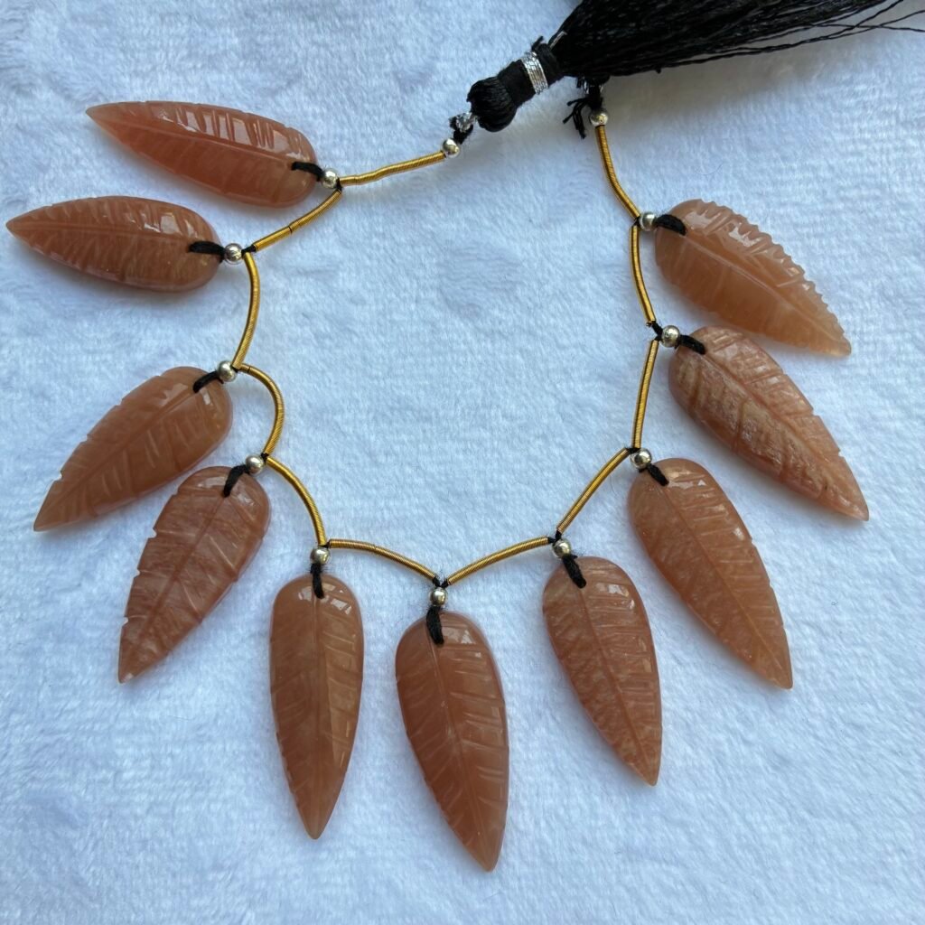 Natural stone Leaf, 10 beads, 25*9*5 mm