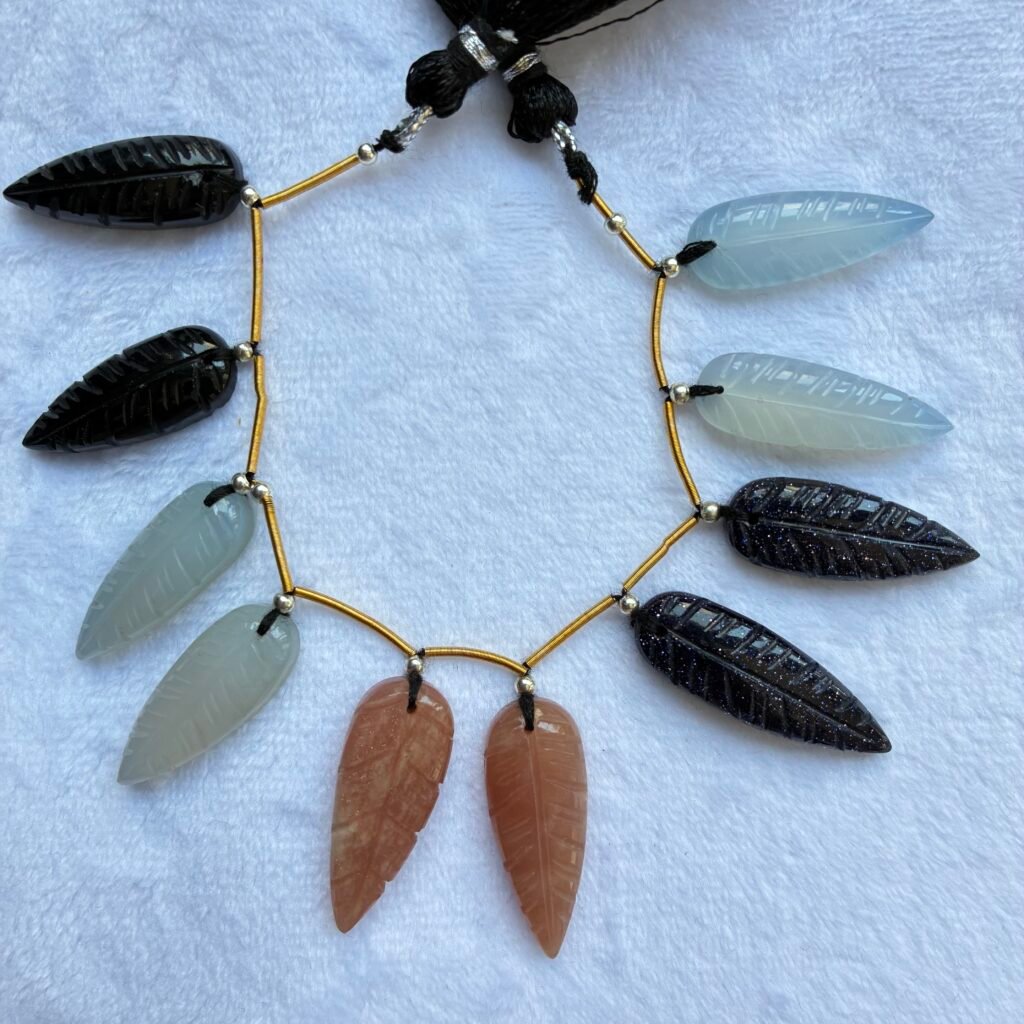 Natural stone Leaf, 10 beads, 25*9*5 mm