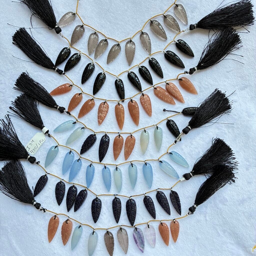 Natural stone Leaf, 10 beads, 25*9*5 mm