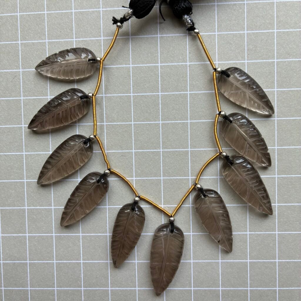 Natural stone Leaf, 10 beads, 25*9*5 mm