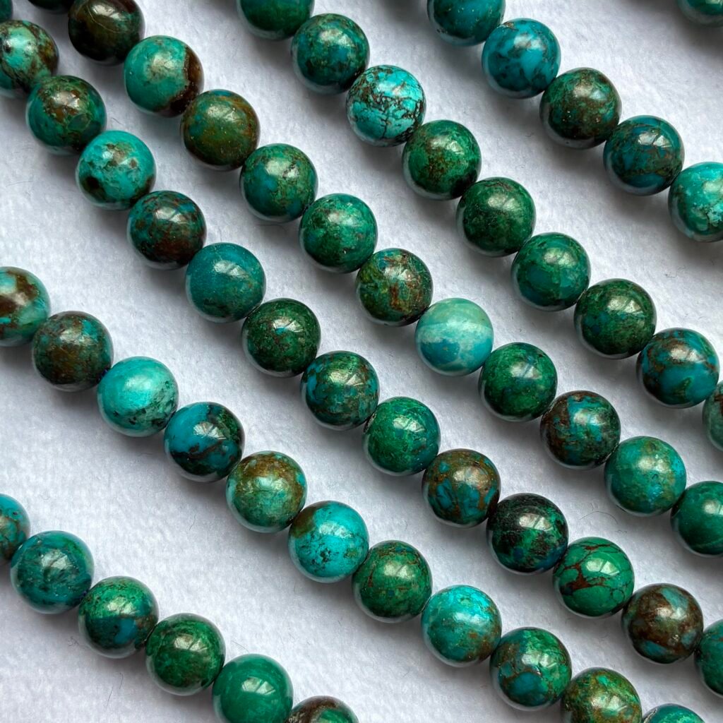 Chrysocolla, Round 6.5 mm, 40 cm