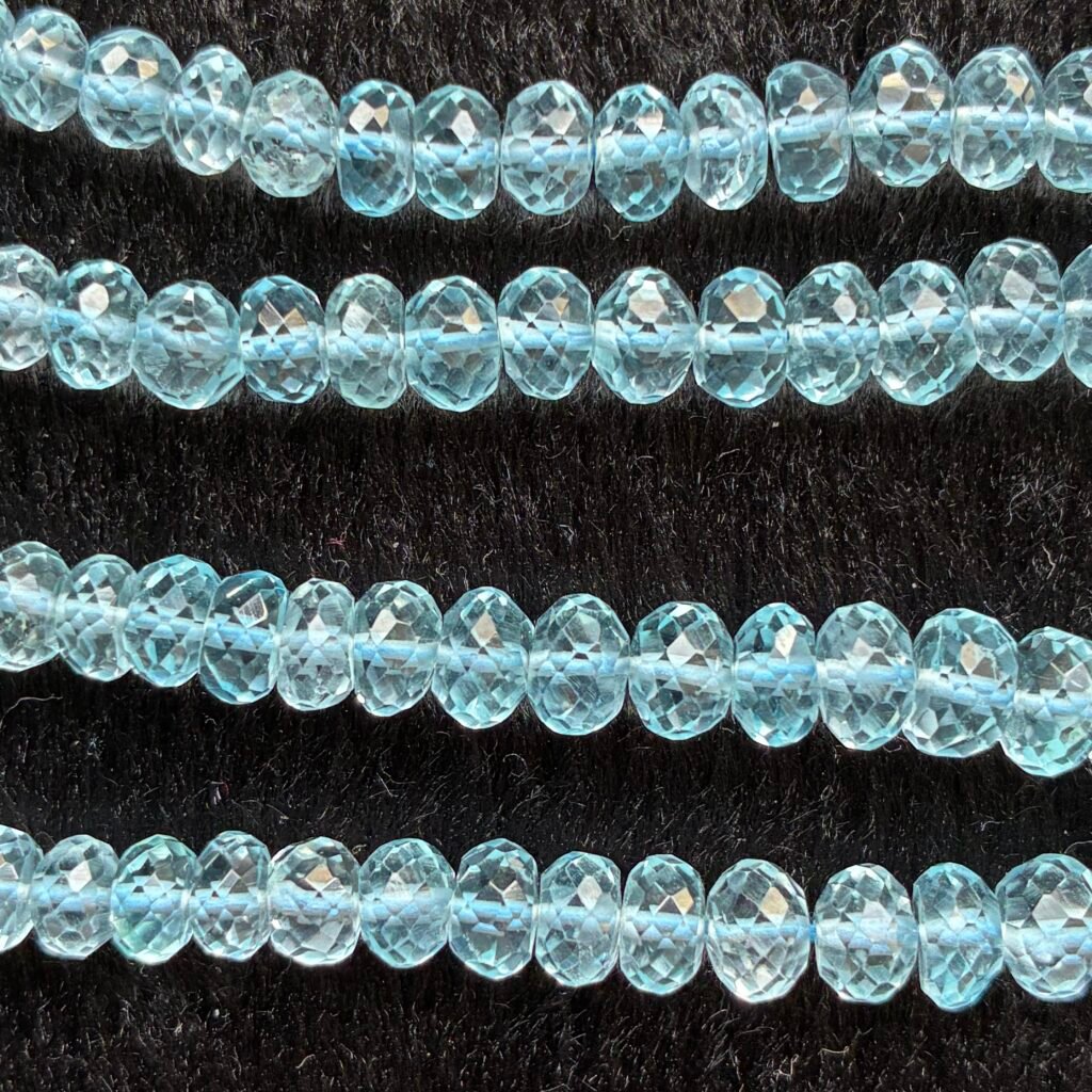 SKY BLUE TOPAZ , Faceted Rondelle, 21 cm, 6.6*3.9 - 4.4*3 mm