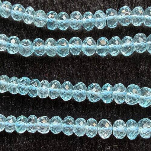 SKY BLUE TOPAZ , Faceted Rondelle, 21 cm, 6.6*3.9 - 4.4*3 mm