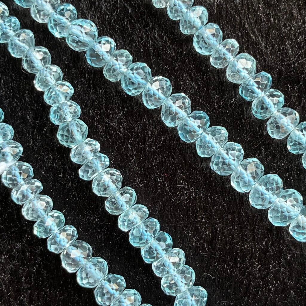 SKY BLUE TOPAZ , Faceted Rondelle, 21 cm, 6.6*3.9 - 4.4*3 mm