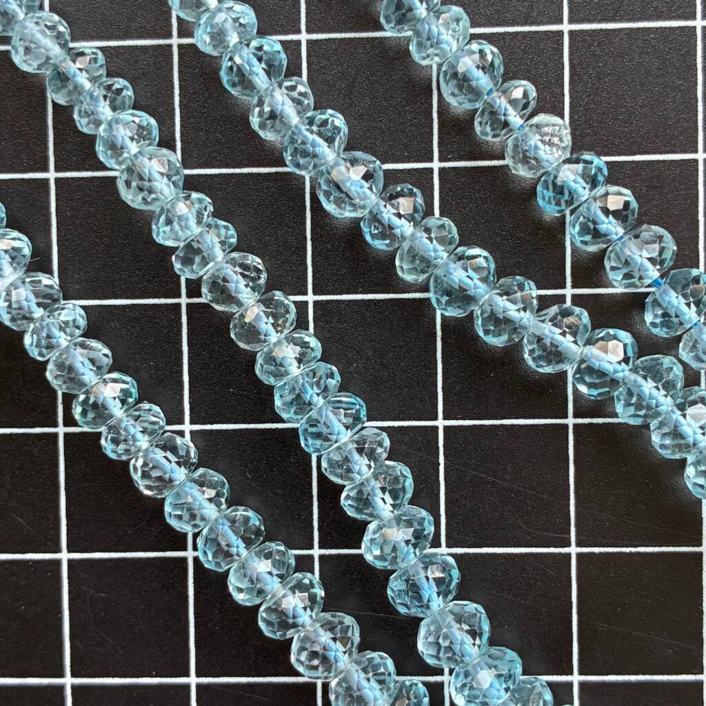 SKY BLUE TOPAZ , Faceted Rondelle, 21 cm, 6.6*3.9 - 4.4*3 mm