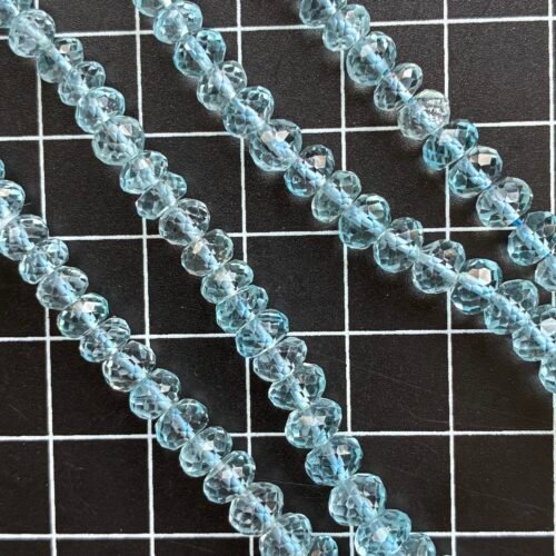 SKY BLUE TOPAZ , Faceted Rondelle, 21 cm, 6.6*3.9 - 4.4*3 mm