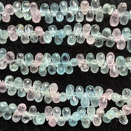 Multi Aquamarine, Faceted Drops, 12cm, 7.6*4.5 - 6.6*3.9 mm