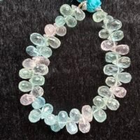 Multi Aquamarine, Faceted Drops, 12cm, 7.6*4.5 - 6.6*3.9 mm