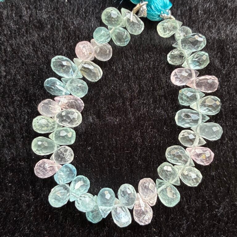 Multi Aquamarine, Faceted Drops, 12cm, 7.6*4.5 - 6.6*3.9 mm