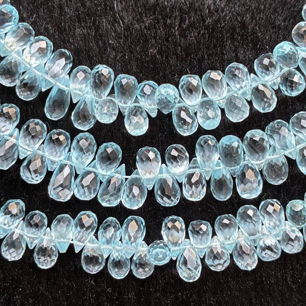 Sky Blue Topaz, Faceted Drops, 21 CM, 7.4*4 mm