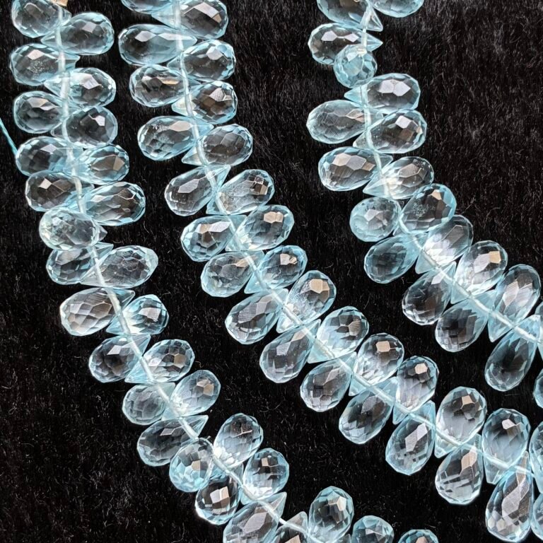 Sky Blue Topaz, Faceted Drops, 21 CM, 7.4*4 mm