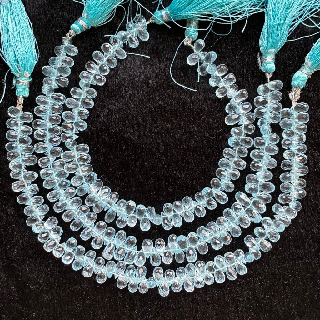 Sky Blue Topaz, Faceted Drops, 21 CM, 7.4*4 mm