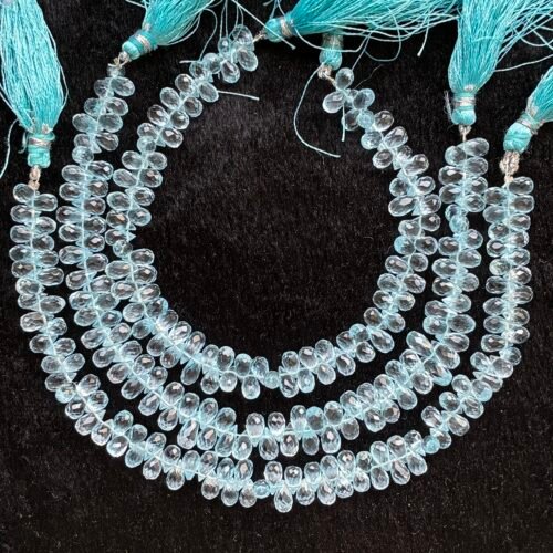 Sky Blue Topaz, Faceted Drops, 21 CM, 7.4*4 mm