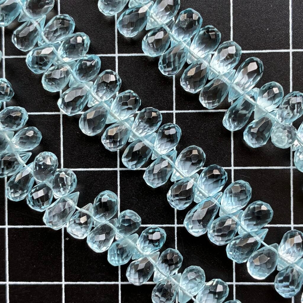 Sky Blue Topaz, Faceted Drops, 21 CM, 7.4*4 mm