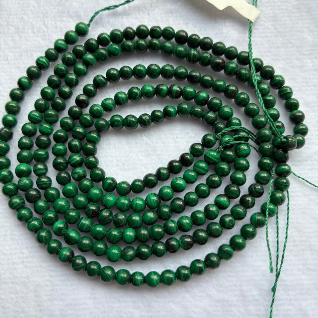 Malachite, 4 -4.5 mm Round, 45 cm