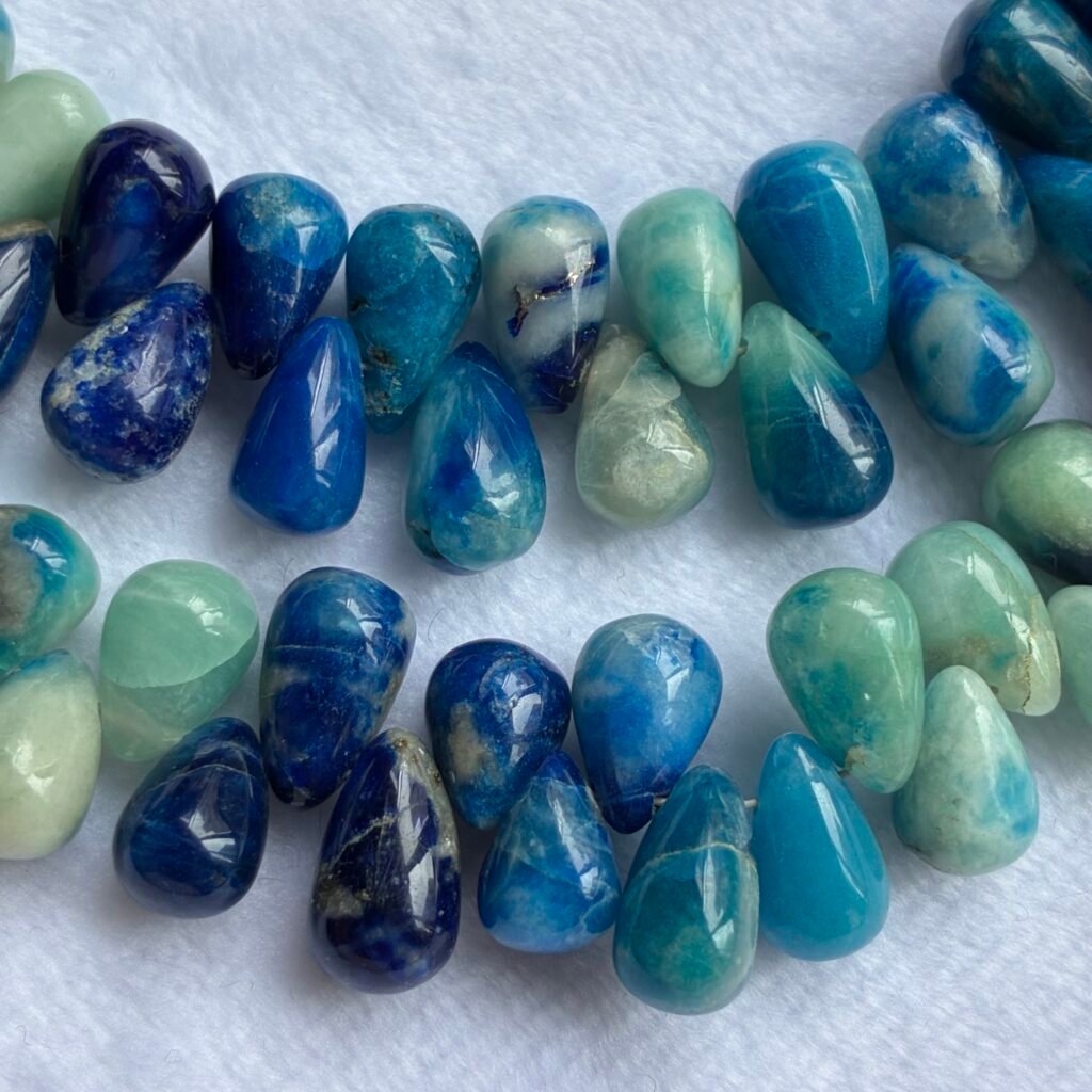Afghanite, Smooth Drop, 22 cm, 52 beads, 11.3-6.6 - 10.3*6.5 mm