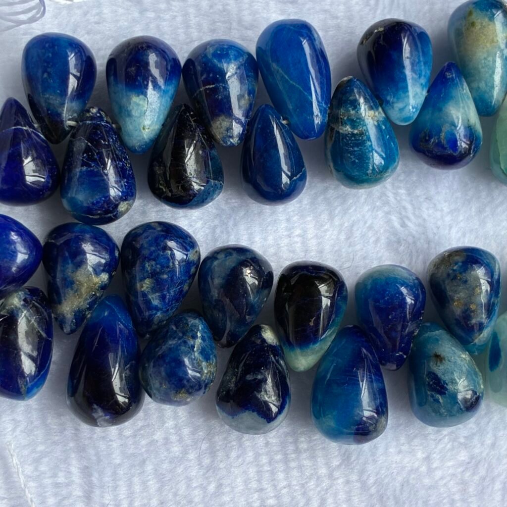 Afghanite, Smooth Drop, 22 cm, 52 beads, 11.3-6.6 - 10.3*6.5 mm