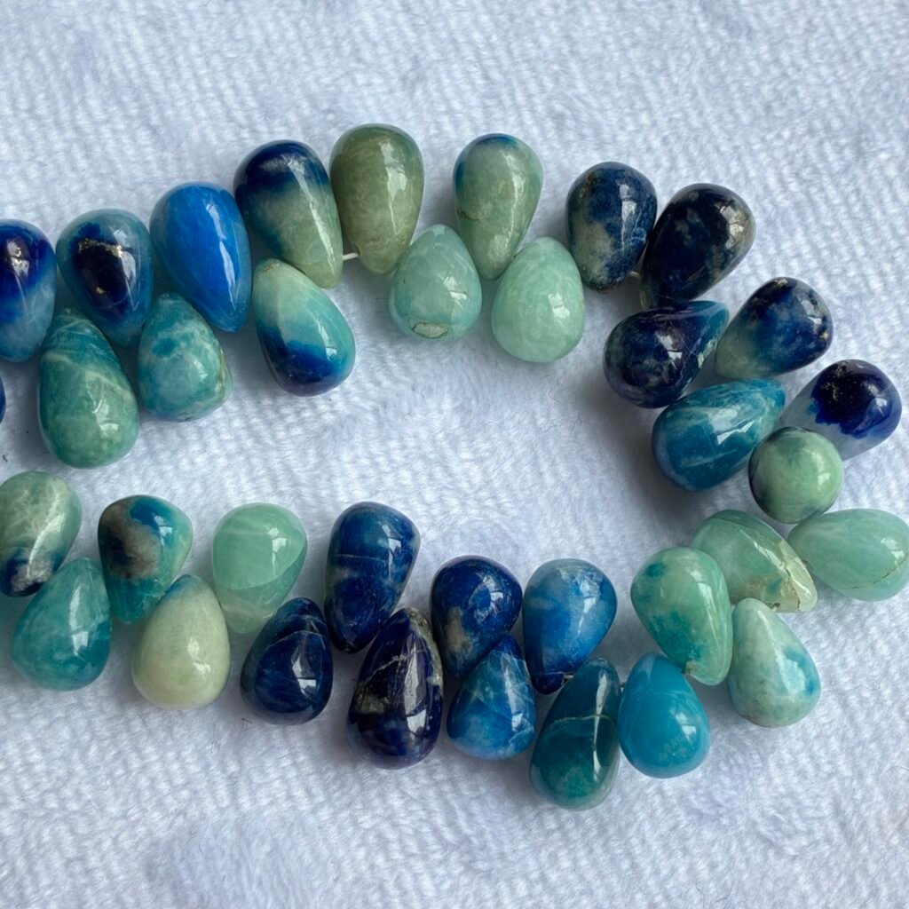 Afghanite, Smooth Drop, 22 cm, 52 beads, 11.3-6.6 - 10.3*6.5 mm