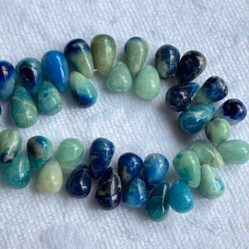 Afghanite, Smooth Drop, 22 cm, 52 beads, 11.3-6.6 - 10.3*6.5 mm