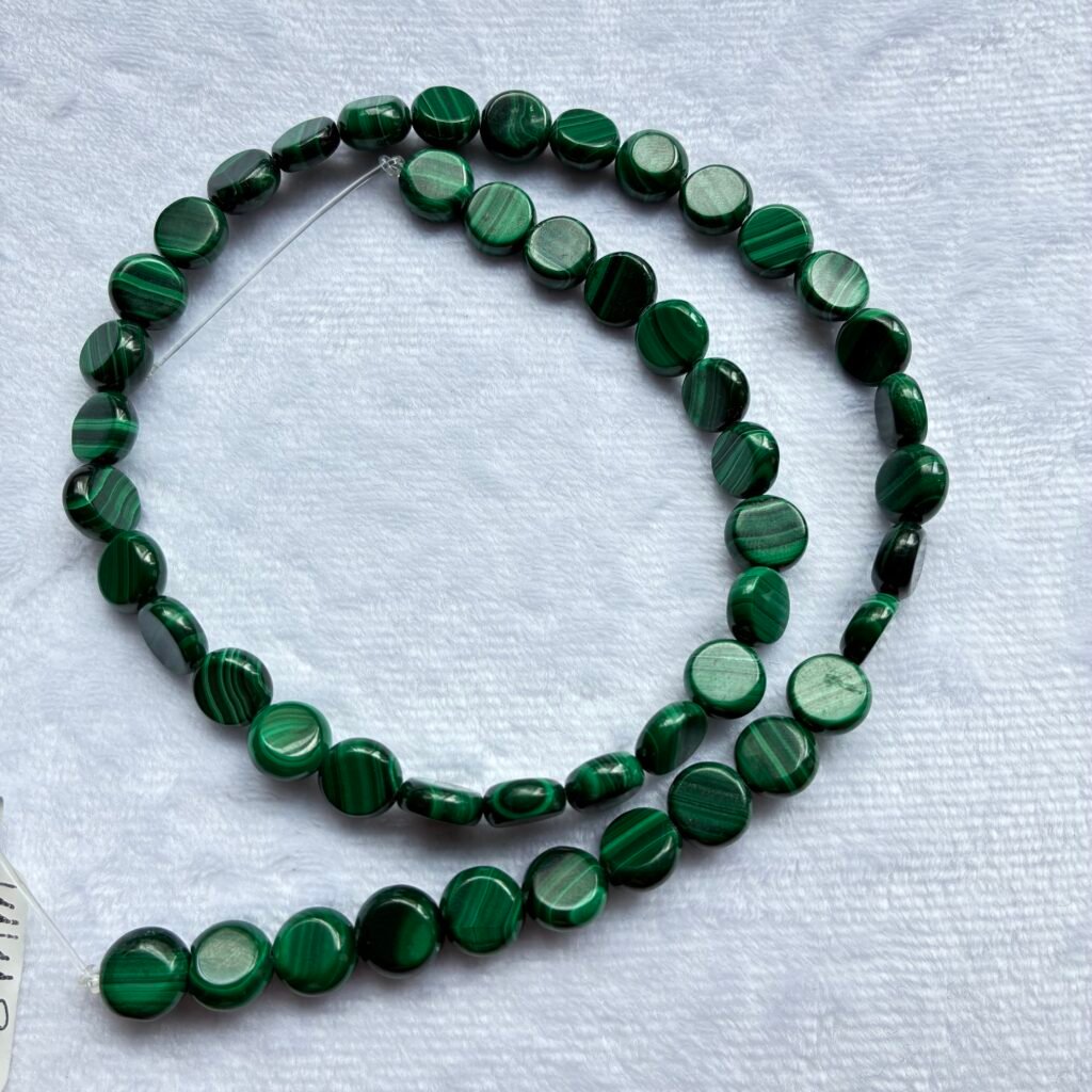 Malachite, 8-8.5*3.3 mm, Smooth Coin, 40 cm