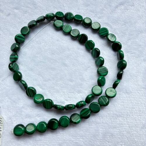 Malachite, 8-8.5*3.3 mm, Smooth Coin, 40 cm