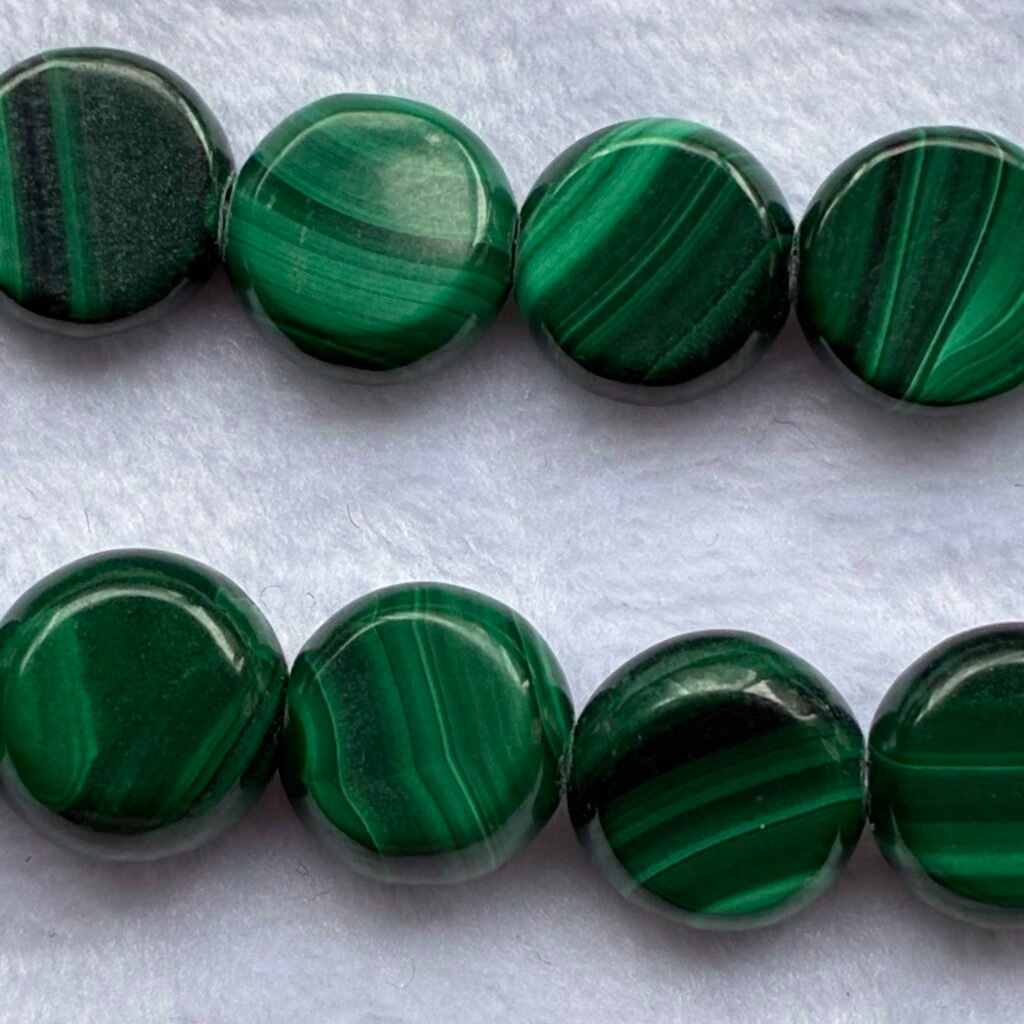 Malachite, 8-8.5*3.3 mm, Smooth Coin, 40 cm