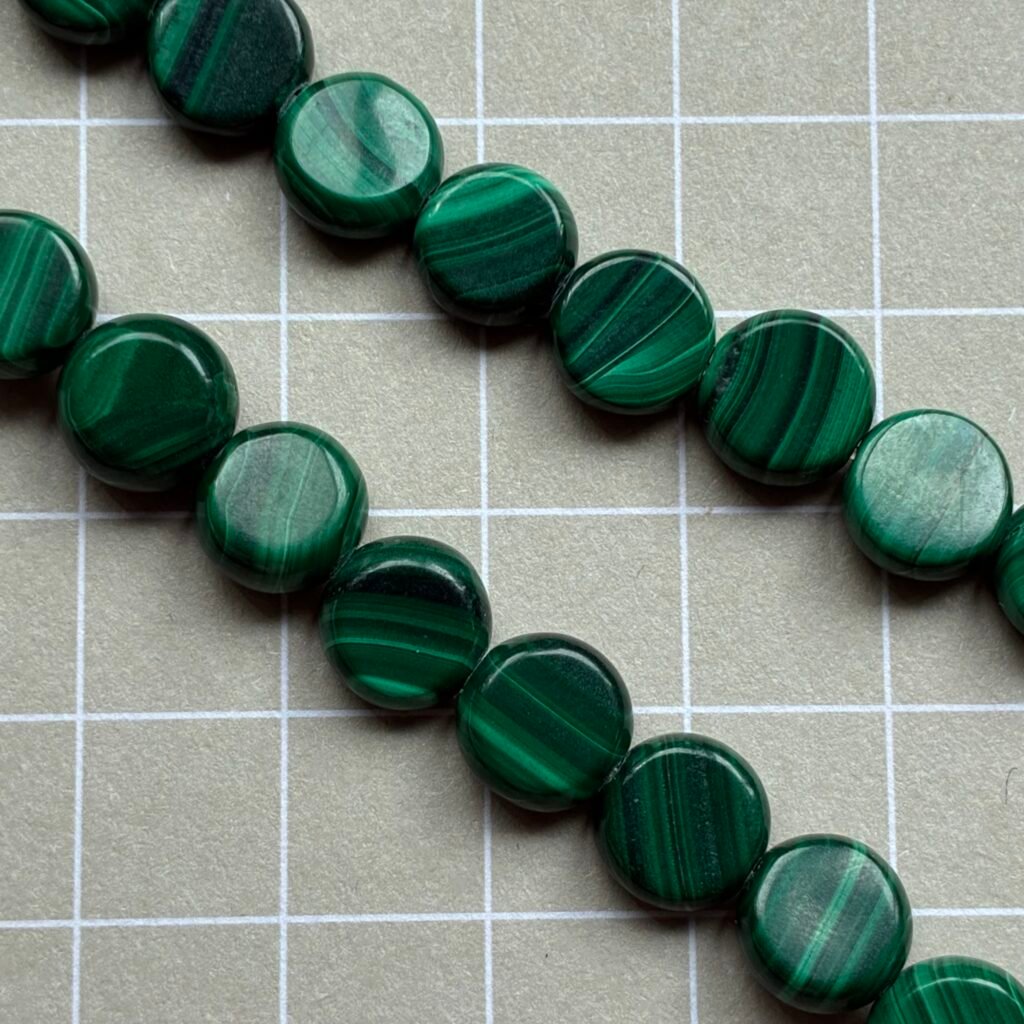 Malachite, 8-8.5*3.3 mm, Smooth Coin, 40 cm
