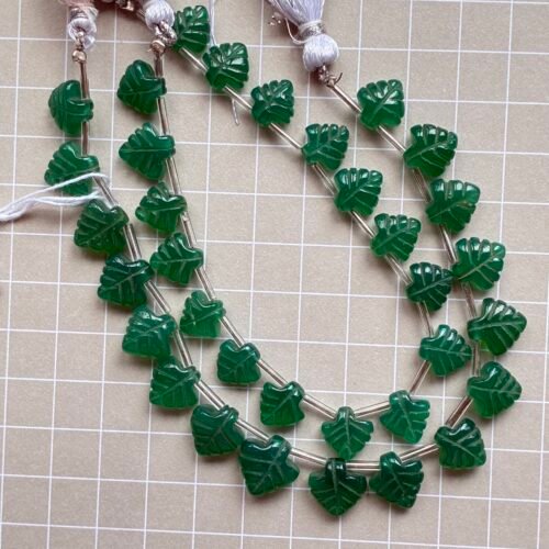 Green Onyx, Leaf Shape, 11*11.5mm, 17 beads
