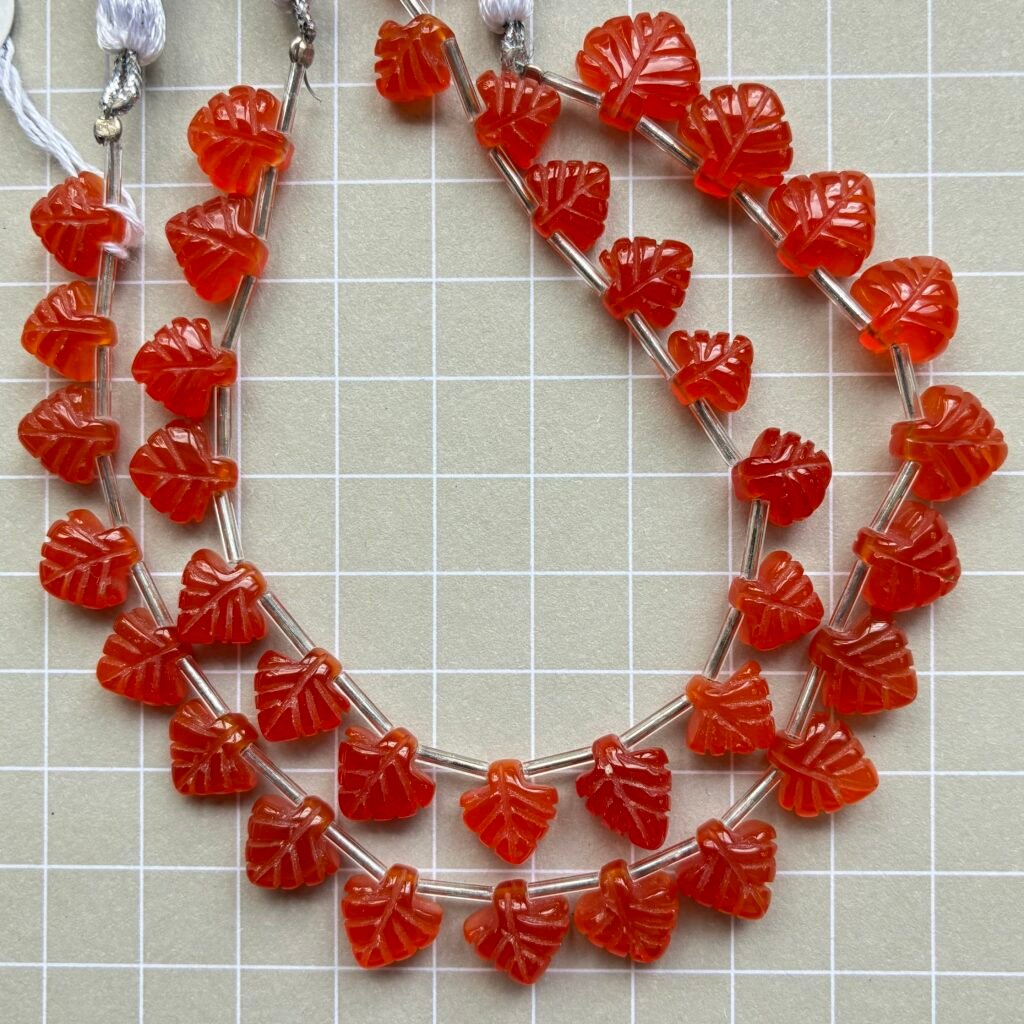 Carnelian Leaf Shape, 19 beads approx, 9.9*10.5mm