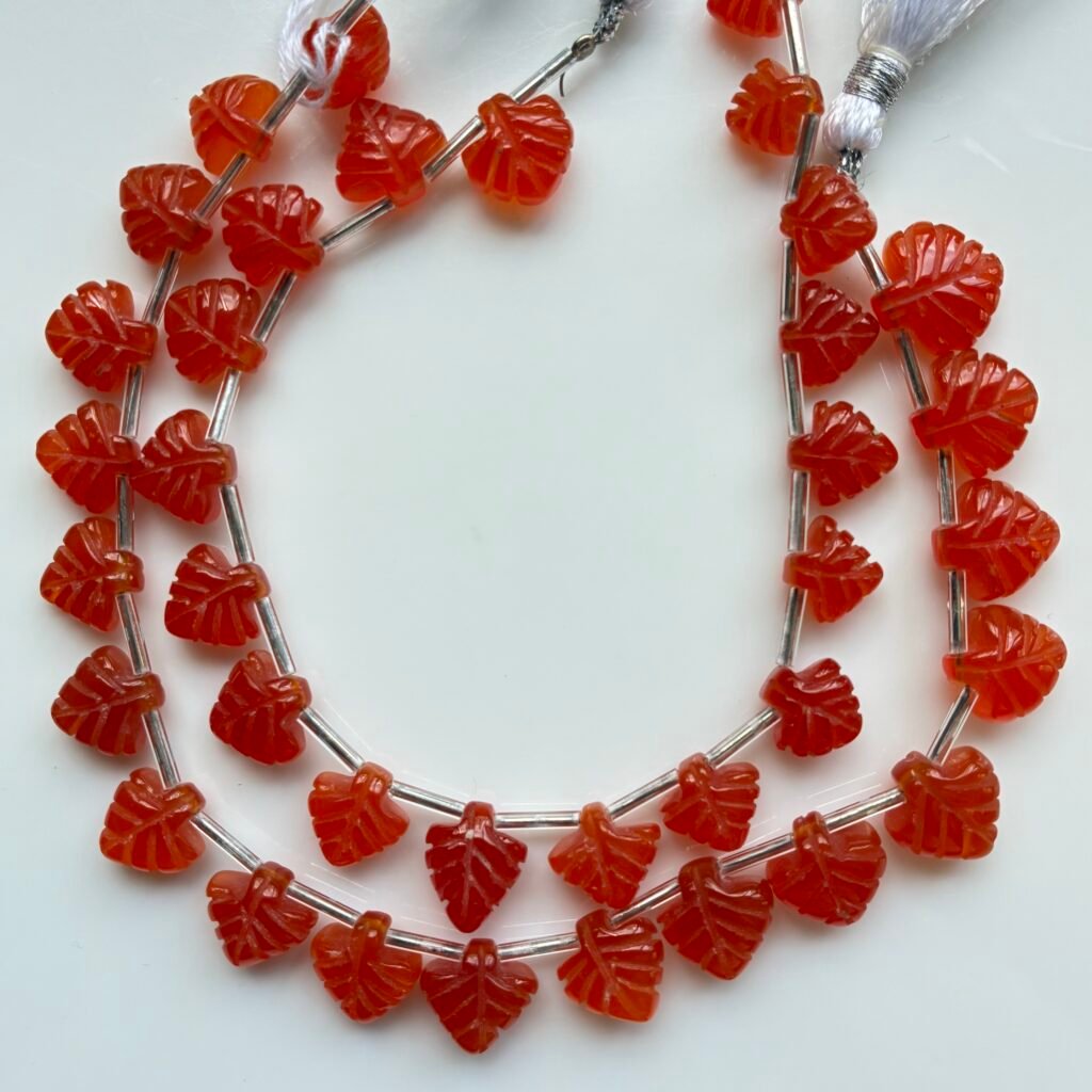 Carnelian Leaf Shape, 19 beads approx, 9.9*10.5mm