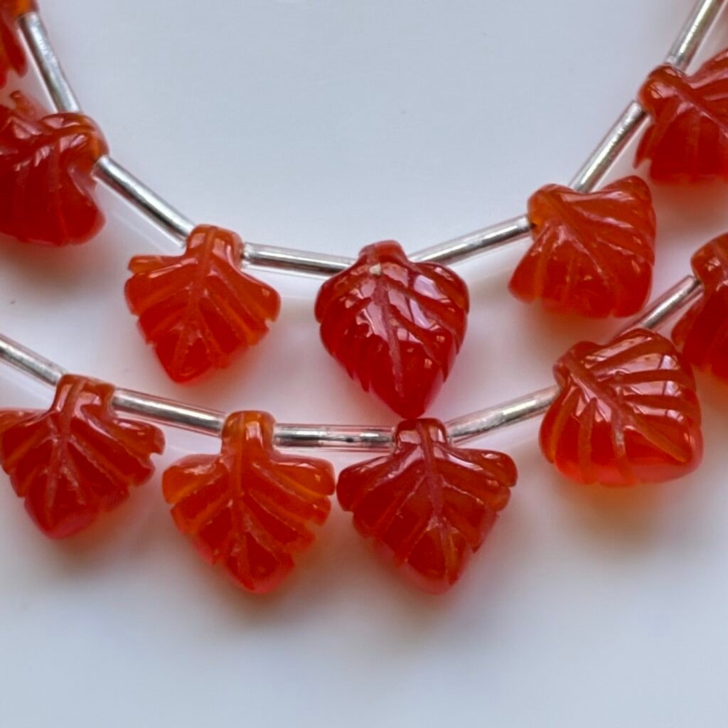 Carnelian Leaf Shape, 19 beads approx, 9.9*10.5mm