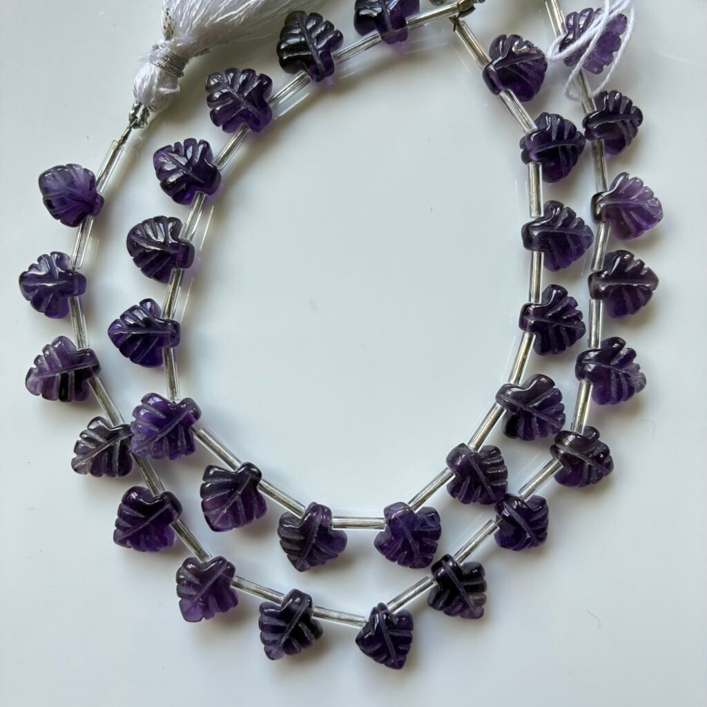 Amethyst,  Leaf Shape, 11*9.5mm, 16 beads