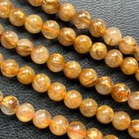 Golden Rutile, Round 6-6.5 Mm, 29 cm, 47 beads approx
