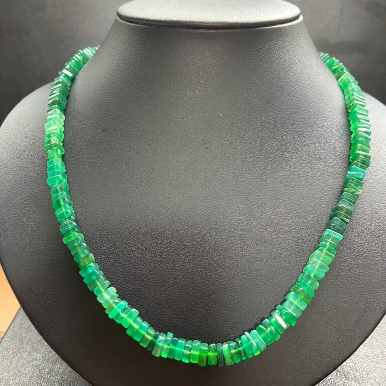 Green Onyx ,Sazare Shape, 44Cm,  6*5mm