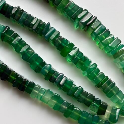 Green Onyx ,Sazare Shape, 44Cm,  6*5mm