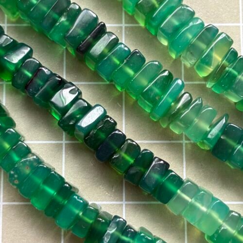 Green Onyx ,Sazare Shape, 44Cm,  6*5mm