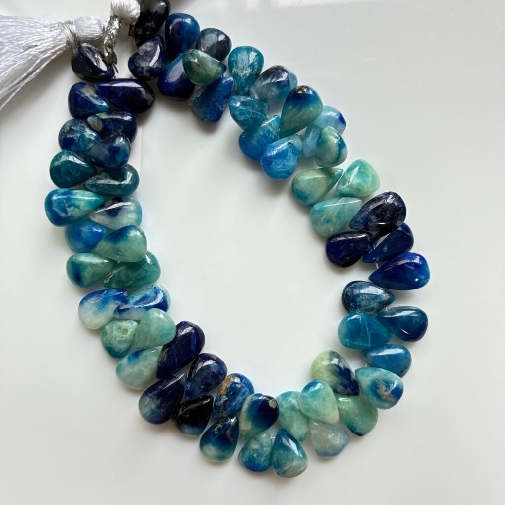 Afghanite, Smooth pear, 21.5 cm, 58 beads, 12.3*6.8*4 - 9.7*7*4.4 mm