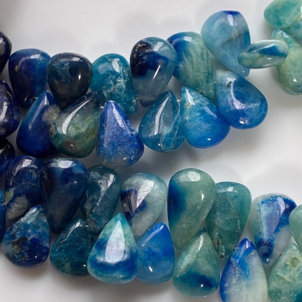 Afghanite, Smooth pear, 21.5 cm, 58 beads, 12.3*6.8*4 - 9.7*7*4.4 mm