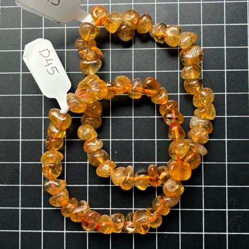 Citrine Smooth Round Tumble Bracelet,18cm