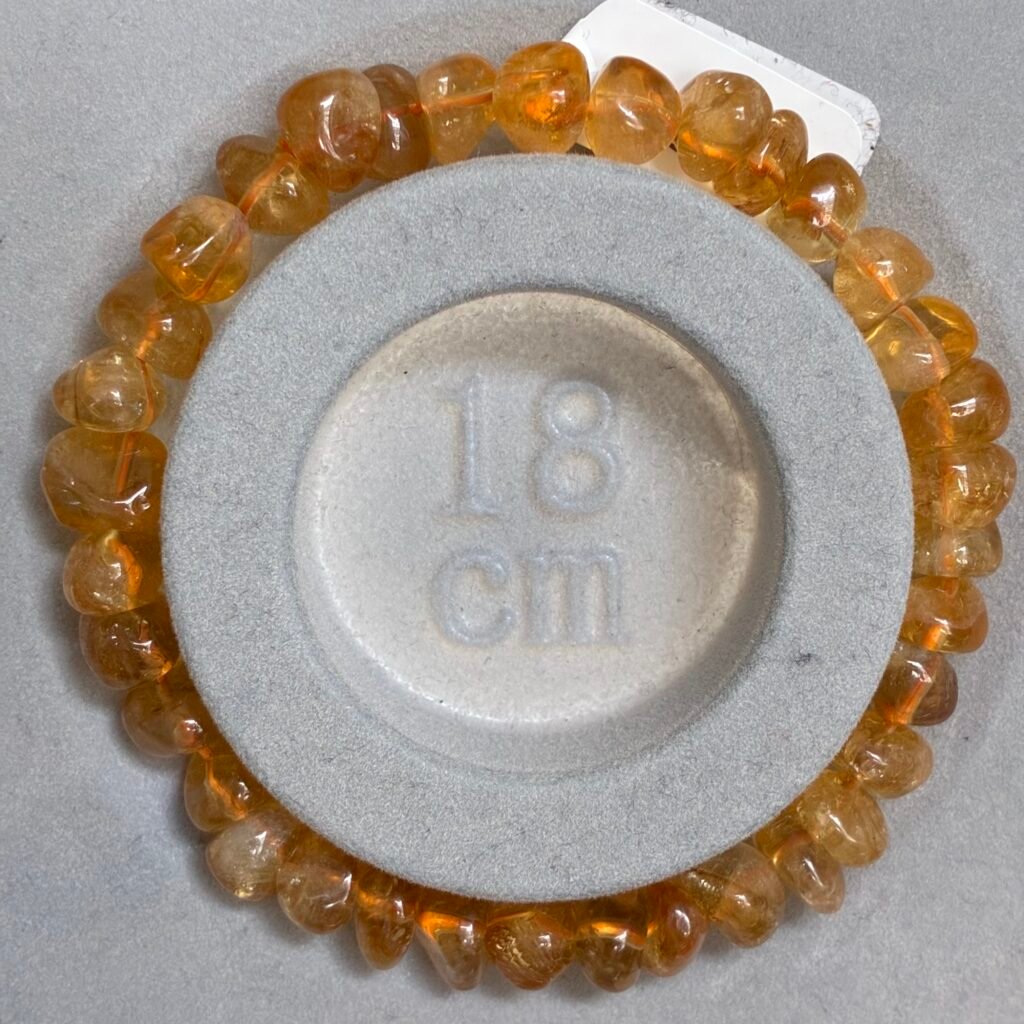 Citrine Smooth Round Tumble Bracelet,18cm
