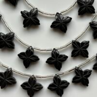 Black Onyx, Four Leaf Flower, 8 beads