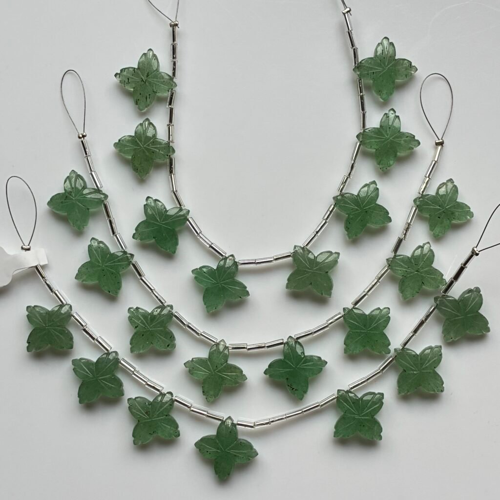 Chalsedony, Green, Flower, 8 beads, 17*17 mm