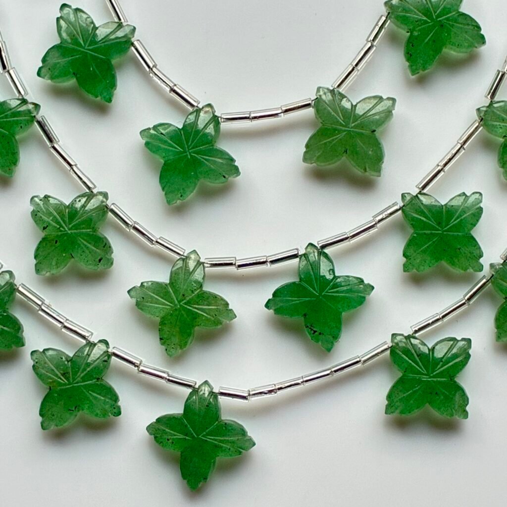 Chalsedony, Green, Flower, 8 beads, 17*17 mm