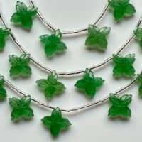 Chalsedony, Green, Flower, 8 beads