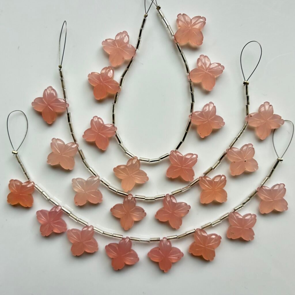 Chalcedony, Pink, Flower, 17*17 mm, 8 beads