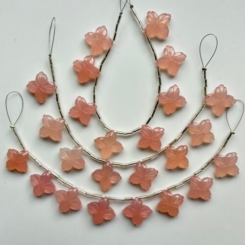 Chalcedony, Pink, Four Leaf Flower 12