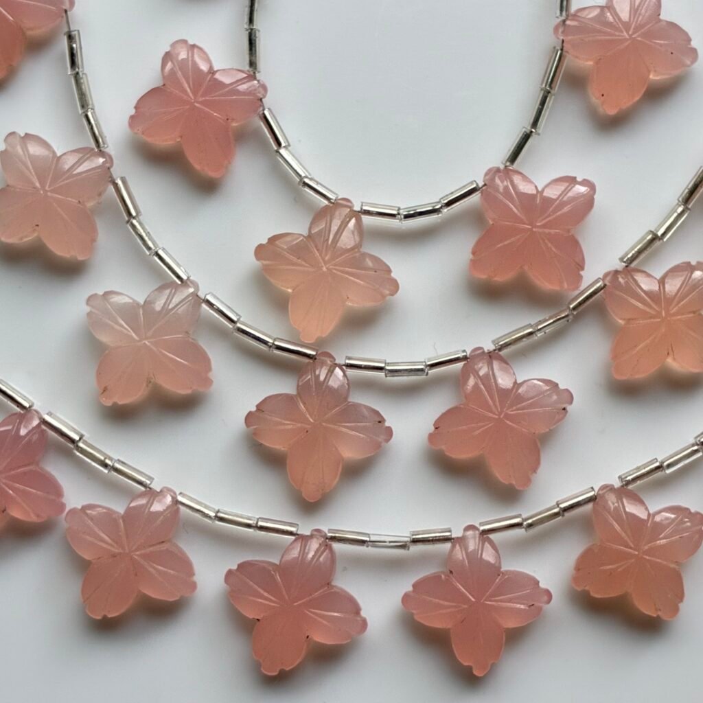Chalcedony, Pink, Flower, 17*17 mm, 8 beads