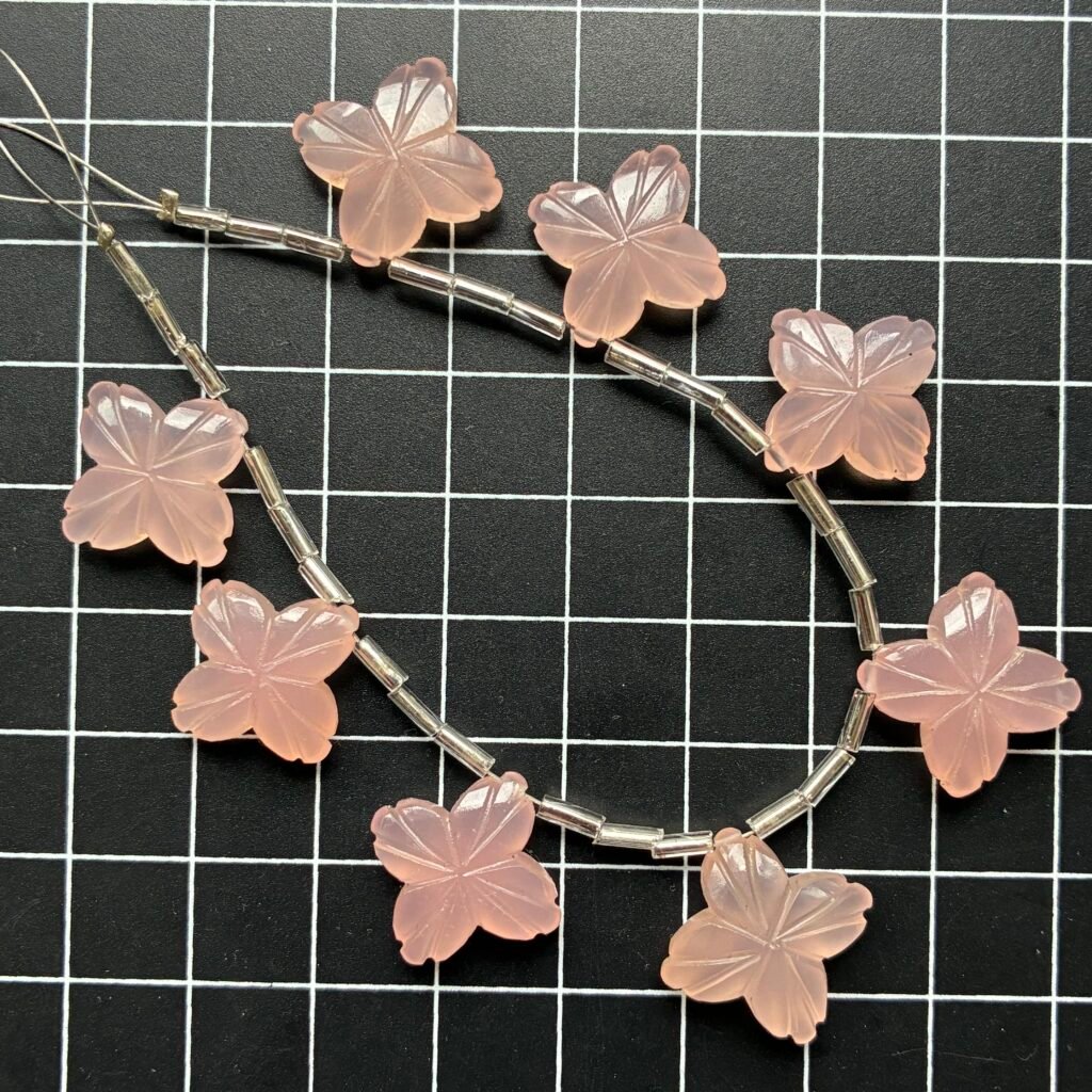 Chalcedony, Pink, Flower, 17*17 mm, 8 beads