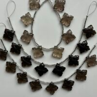Smoky Quartz ,  Four Leaf Flower, 8 beads