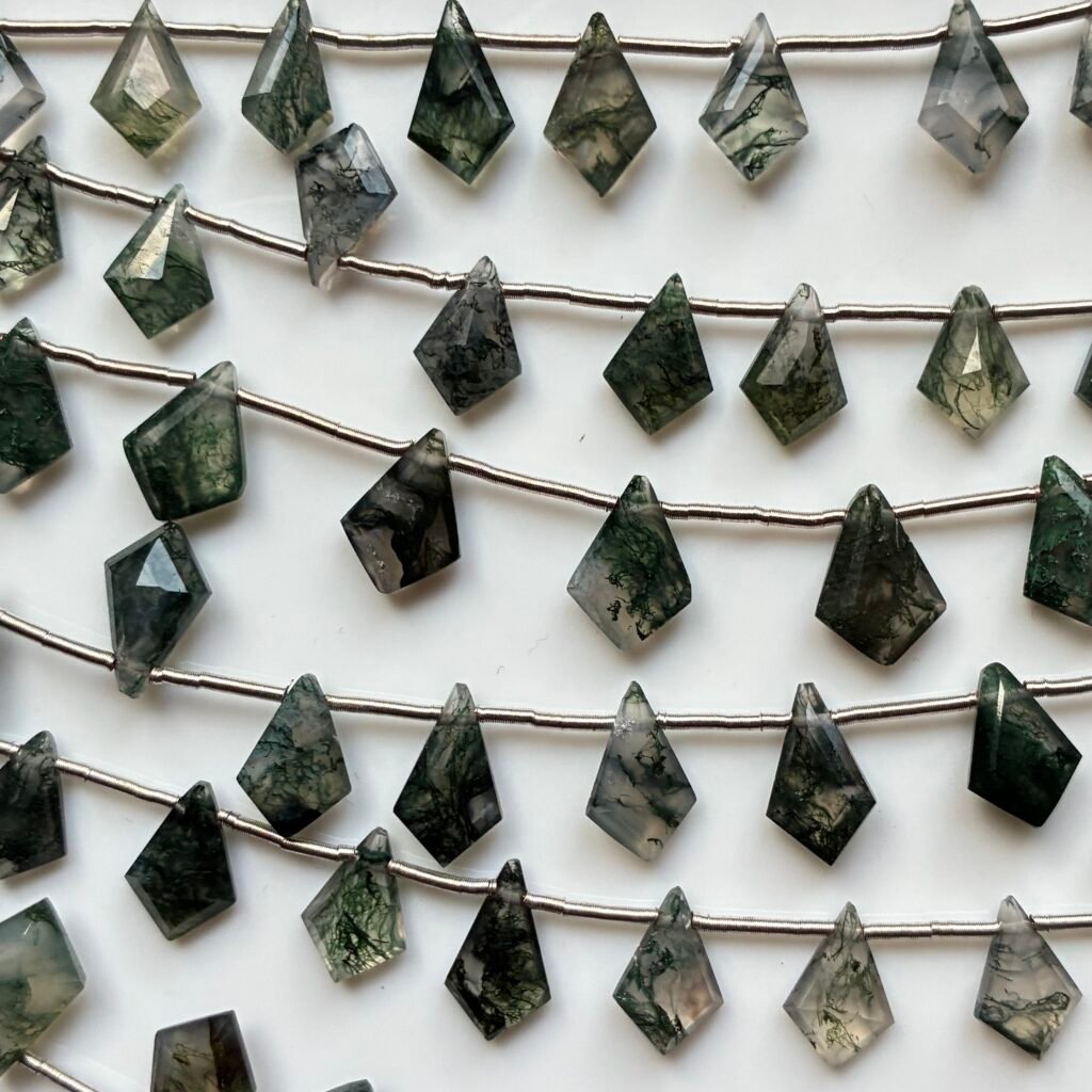 Moss Agate Diamond Shape12*8mm, 20cm